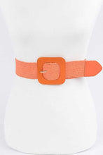 Load image into Gallery viewer, Square Buckle Coated Faux Straw Belt
