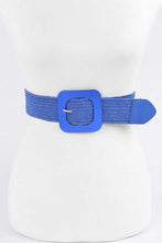 Load image into Gallery viewer, Square Buckle Coated Faux Straw Belt
