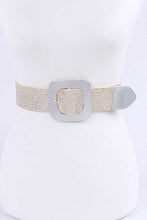 Load image into Gallery viewer, Square Buckle Coated Faux Straw Belt
