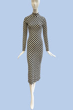 Load image into Gallery viewer, Checkered Ribbed Mock Neck Midi Dress
