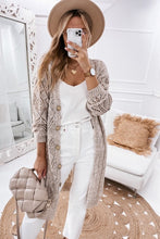 Load image into Gallery viewer, Eyelet Sweater Button Cream Black Pink Cardigan
