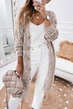 Load image into Gallery viewer, Eyelet Sweater Button Cream Black Pink Cardigan
