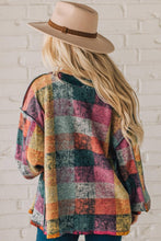 Load image into Gallery viewer, Mustard Red plaid button Shacket Cardigan Sweater
