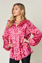 Load image into Gallery viewer, Double Take Full Size Printed Ruffle Trim Balloon Sleeve Shirt
