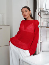 Load image into Gallery viewer, Round Neck Long Sleeve Knit Cover Up
