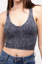 Load image into Gallery viewer, Washed Ribbed Cropped V-Neck Tank Top
