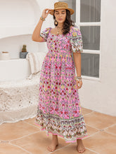 Load image into Gallery viewer, Plus Size Printed Square Neck Ruffle Hem Dress
