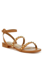 Load image into Gallery viewer, Flippity Studded Ankle Strap Flat Sandals
