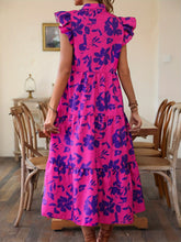 Load image into Gallery viewer, Ruffled Printed Cap Sleeve Midi Dress
