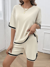 Load image into Gallery viewer, Contrast Trim Round Neck Top and Shorts Set
