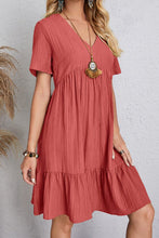 Load image into Gallery viewer, Full Size Ruched V-Neck Short Sleeve Dress
