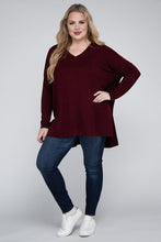 Load image into Gallery viewer, Plus Dolman Sleeve V-Neck Side Slit Hi-Low Hem Top
