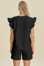 Load image into Gallery viewer, Double Take Full Size Texture Round Neck Ruffle Sleeve Top and Shorts Set
