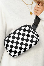 Load image into Gallery viewer, White Checkered Print Buckle Wide Belt Crossbody Bag
