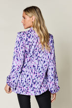 Load image into Gallery viewer, Double Take Full Size Printed Ruffle Trim Balloon Sleeve Shirt
