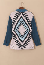 Load image into Gallery viewer, Plus Size Button Up Drawstring Long Sleeve Geometric Shacket
