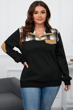 Load image into Gallery viewer, Plus Size Waffle-Knit Collared Neck Sweatshirt
