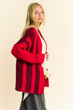 Load image into Gallery viewer, Davi &amp; Dani Cable-Knit Color Block Open Front Cardigan
