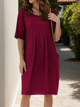 Load image into Gallery viewer, Full Size Round Neck Half Sleeve Dress with Pockets

