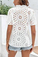 Load image into Gallery viewer, White Geometric Embroidery Hollow Out Blouse
