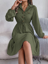 Load image into Gallery viewer, Collared Neck Long Sleeve Dress with Pockets
