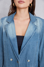 Load image into Gallery viewer, Lapel Collar Washed Denim Top
