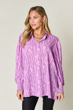 Load image into Gallery viewer, Double Take Full Size Printed Smocked Long Sleeve Blouse
