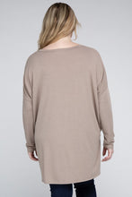 Load image into Gallery viewer, Plus Dolman Sleeve V-Neck Side Slit Hi-Low Hem Top
