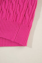 Load image into Gallery viewer, Rose Red Solid Cable Knit High Neck Drop Shoulder Sweater
