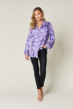 Load image into Gallery viewer, Double Take Full Size Printed Ruffle Trim Balloon Sleeve Shirt
