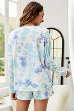 Load image into Gallery viewer, Shiny Tie-Dye Dropped Shoulder Top and Shorts Lounge Set
