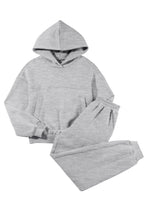 Load image into Gallery viewer, Gray Solid Exposed Seams Hoodie and Joggers Activewear Set
