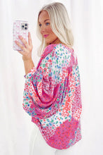 Load image into Gallery viewer, Rose Red Floral Allover Print Buttoned V Neck Oversized Shirt
