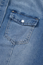 Load image into Gallery viewer, Dusk Blue Flap Pockets Slim Buttoned Denim Shirt
