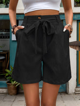 Load image into Gallery viewer, Tied High Waist Shorts with Pockets
