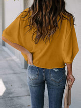 Load image into Gallery viewer, Full Size Cowl Neck Three-Quarter Sleeve Blouse
