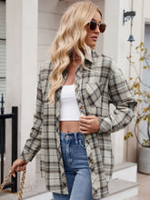 Load image into Gallery viewer, Pocketed Plaid Collared Neck Long Sleeve Shirt
