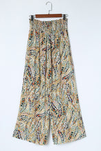 Load image into Gallery viewer, Multicolor Floral Print Shirred High Waist Wide Leg Casual Pants
