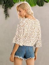 Load image into Gallery viewer, Tied Printed Button Up V-Neck Blouse
