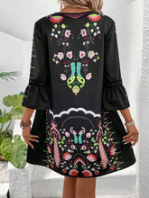 Load image into Gallery viewer, Lace Detail Printed Three-Quarter Sleeve Dress
