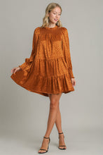 Load image into Gallery viewer, Umgee Smocked Leopard Long Sleeve Tiered Dress
