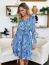 Load image into Gallery viewer, Double Take Full Size Printed Drawstring Waist Long Sleeve Dress
