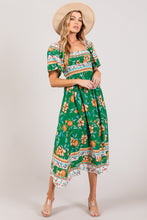 Load image into Gallery viewer, SAGE + FIG Printed Smocked Short Sleeve Midi Dress
