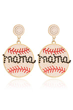 Load image into Gallery viewer, White Crystal mama Beaded Baseball Shape Earrings
