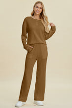 Load image into Gallery viewer, Double Take Full Size Cable-Knit Long Sleeve Top and Pants Set
