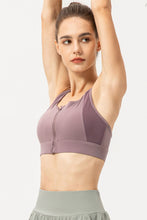 Load image into Gallery viewer, Zip-Up Round Neck Sports Bra
