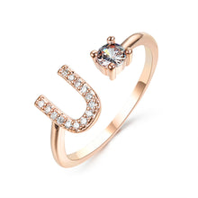 Load image into Gallery viewer, Womens New Design Adjustable 26 Initial Letter Ring Fashion Simple Elegant Jewelry
