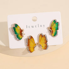 Load image into Gallery viewer, 2 Piece Rhinestone Alloy Butterfly Stud Earrings
