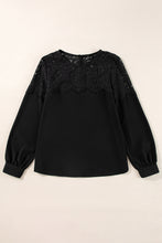 Load image into Gallery viewer, Lace Detail Round Neck Long Sleeve Blouse
