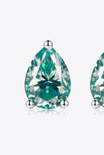 Load image into Gallery viewer, 2 Carat Moissanite Teardrop Earrings in Teal Ti Amo I love you
